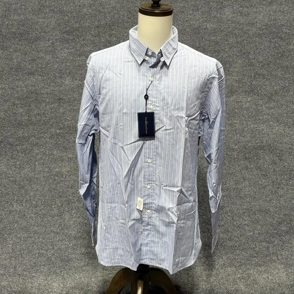 Polo Ralph Lauren Shirt Mens 17 43 Blue Stripe Douglas Classic Dress Button Down